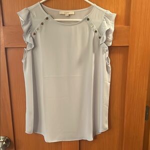 LOFT Baby Blue Embellished Sleeveless Blouse
